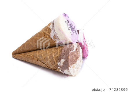 ice cream in a waffle cup isolated 74282396