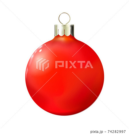 Christmas Red ball isolated on white, bauble 3d realistic. Merry xmas and New year design element 74282997