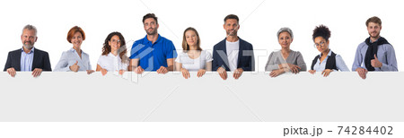 Business people holding banner Business people holding banner 74284402