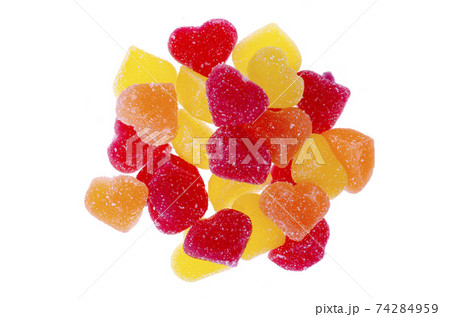 Fruit jelly marmalade of different colors on white background. Studio Photo Fruit jelly marmalade of different colors on white background. Studio Photo 74284959