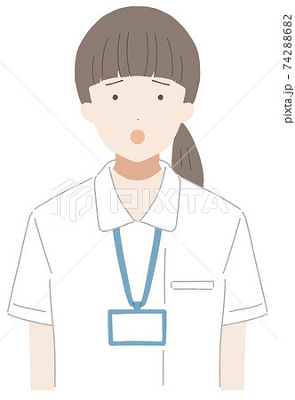 困った顔の女性看護師のイラスト素材 7426