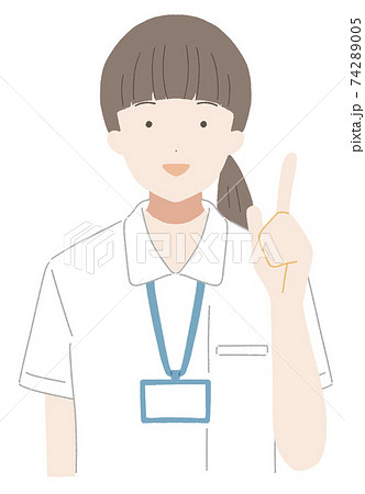 人差し指を立てる女性看護師のイラスト素材 7405