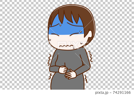お腹が痛くて真っ青になっている妊婦 74291166