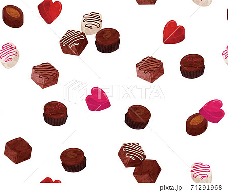 手描き風チョコレートのシームレスパターン 透過のイラスト素材 手描き風チョコレートのシームレスパターン 透過のイラスト素材