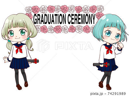 卒業式でのセーラー服を着た女の子6 74291989