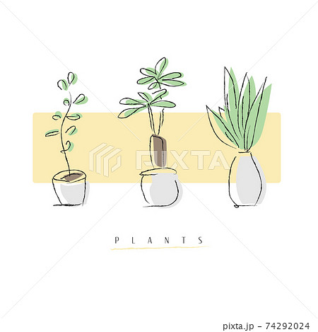 手描きの観葉植物のイラスト素材のイラスト素材