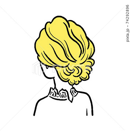 結婚式のお呼ばれ用ヘアアレンジ シニヨンスタイルのイラスト素材