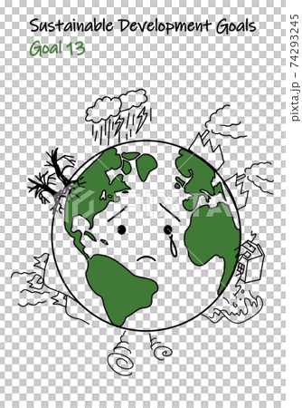 SDGs GOAL13のための指定色シンプル2色イラスト(南半球) SDGs GOAL13のための指定色シンプル2色イラスト(南半球) 74293245