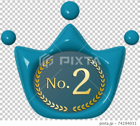 No.2　王冠の形をした青いシーリングワックス風マーク　ベクターイラスト背景透明 74294031