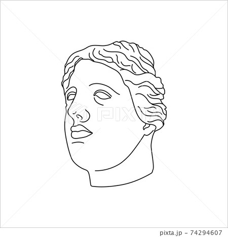 Antique Statue Head in a Minimal Trendy Style. Vector Illustration of the Greek God for Prints on t-Shirts, Posters Antique Statue Head in a Minimal Trendy Style. Vector Illustration of the Greek God for Prints on t-Shirts, Posters 74294607