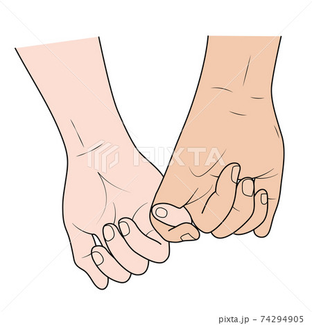Happy couple holding hands. Vector illustration. 74294905