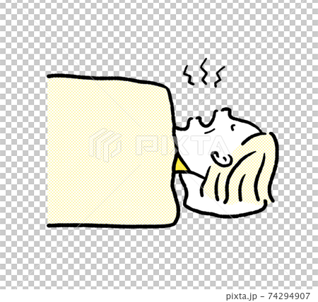 いびきをかいて寝るシニア女性のイラスト 74294907