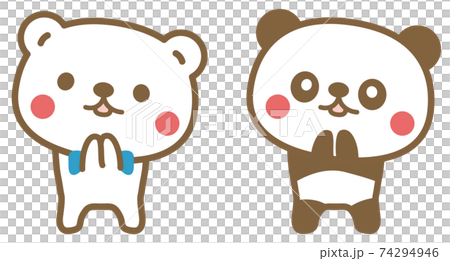 お願いをするクマとパンダ 74294946