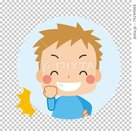 可愛的小男孩圖標插圖圓形與膽量構成充滿信心 可愛的小男孩圖標插圖圓形與膽量構成充滿信心 74294968