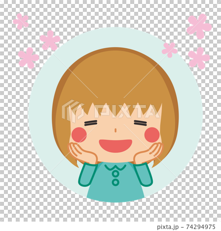 夢心地でうっとりしている可愛い小さな女の子 アイコン イラスト 円形のイラスト素材