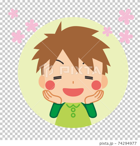 夢心地でうっとりしている可愛い小さな男の子 アイコン イラスト 円形のイラスト素材