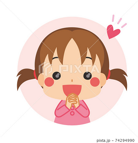 瞳を輝かせて感激して喜んでいる可愛い小さな女の子 アイコン イラスト 円形のイラスト素材 瞳を輝かせて感激して喜んでいる可愛い小さな女の子 アイコン イラスト 円形のイラスト素材