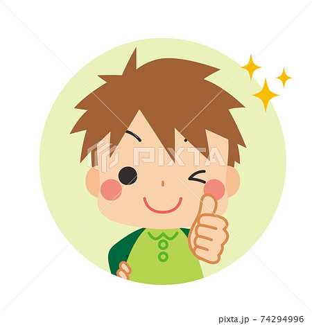 親指を立ててOKサインを送る可愛い小さな男の子　アイコン 74294996