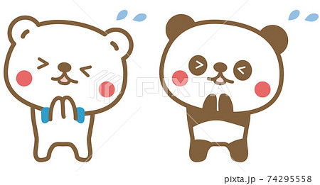 お願いをするクマとパンダ 74295558