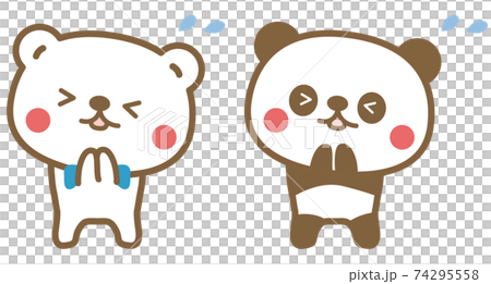 お願いをするクマとパンダ 74295558