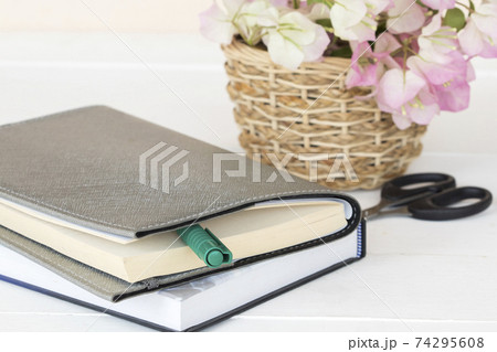 notebook planner for business with bougainvillea pink flower  74295608