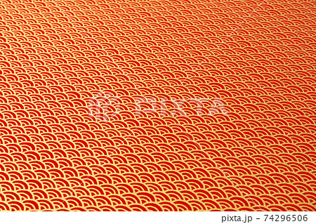 青海波　紅と金 74296506