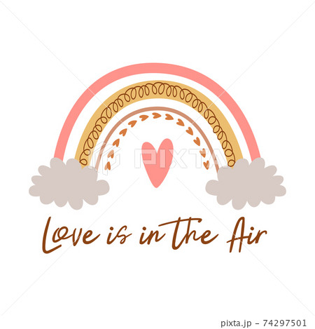 Valentines Day rainbow. Love is in the Air. Cute pink rainbow, cloud, heart. Romantic love element isolated. Valentines Day rainbow. Love is in the Air. Cute pink rainbow, cloud, heart. Romantic love element isolated. 74297501
