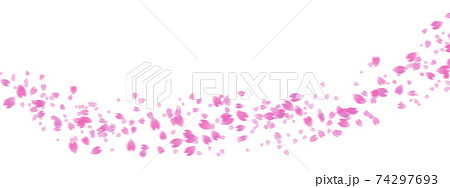 風に舞う桜の花びらのイラストのイラスト素材