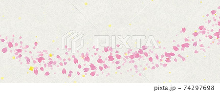 舞う桜の花びらと白い和紙のイラストのイラスト素材