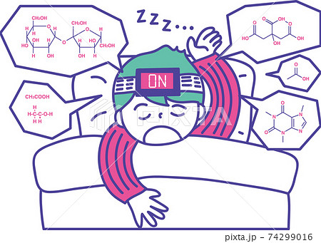 催眠学習で化学の構造式を暗記する子供 3色イラストのイラスト素材