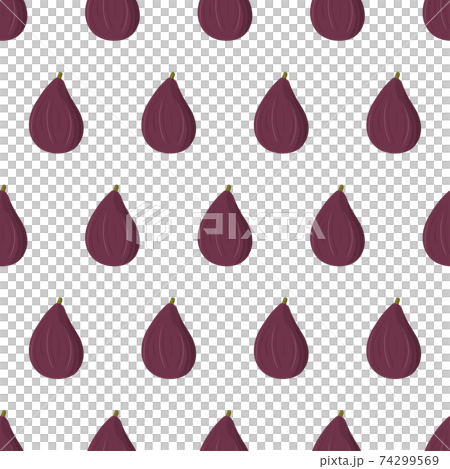 Seamless pattern on white background with hand drawn vector purple fig fruit. 74299569