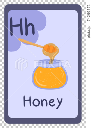 Abc food education flash card, Letter H - honey. Abc food education flash card, Letter H - honey. 74299571