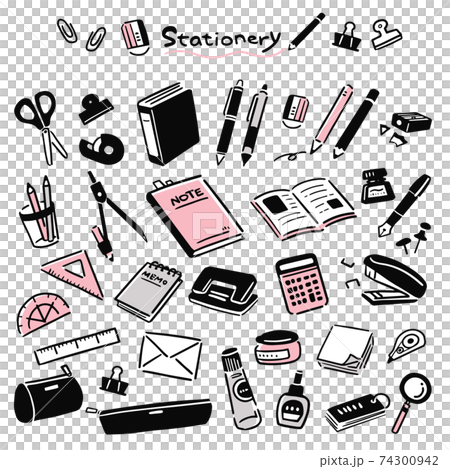 文房具 ピンク シンプル 手描き イラスト 74300942