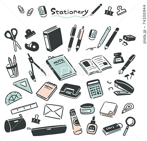 Stationery Fashionable Simple Hand Drawn Stock Illustration