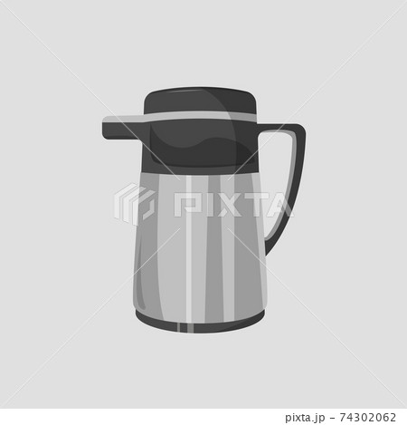 Gray metallic thermos. isolated on gray background 74302062