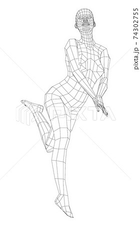 Wireframe girl posing in a sexy pose. Vector Wireframe girl posing in a sexy pose. Vector 74302755