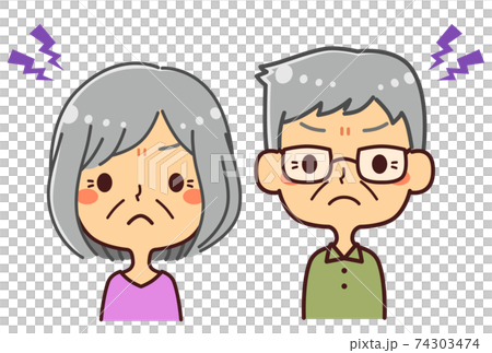 Illustration of frustrated senior men and women 74303474