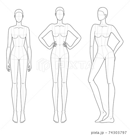 Tutorial of drawing female body. drawing the human body, step • wall  stickers swimwear, performance, person | myloview.com