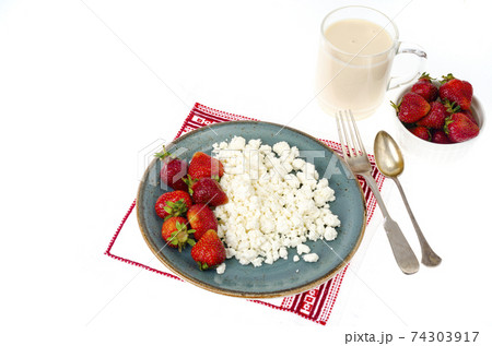 Healthy nutrition. Dairy products, fresh strawberries. Photo Healthy nutrition. Dairy products, fresh strawberries. Photo 74303917