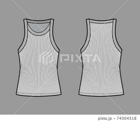 Ribbed cotton-jersey tank technical fashion illustration with wide scoop neck, relax fit knit, tunic length camisole Ribbed cotton-jersey tank technical fashion illustration with wide scoop neck, relax fit knit, tunic length camisole 74304318
