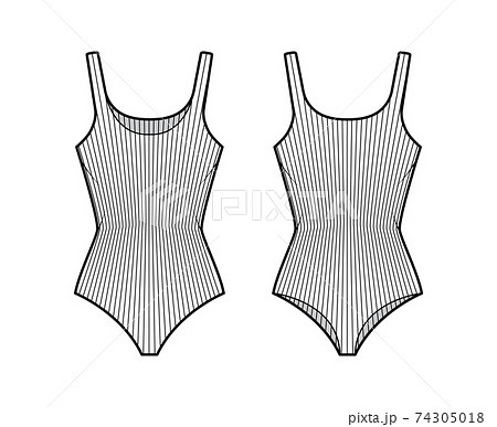 Ribbed cotton-jersey tank bodysuit technical fashion illustration with fitted knit body, sleeveless. Flat outwear cami Ribbed cotton-jersey tank bodysuit technical fashion illustration with fitted knit body, sleeveless. Flat outwear cami 74305018