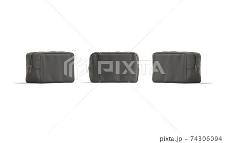 Blank black cosmetic bag mockup, front and side view 74306094