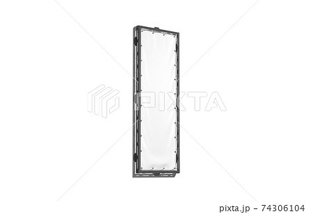 Blank white narrow stretching banner with black grip frame mockup Blank white narrow stretching banner with black grip frame mockup 74306104