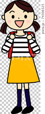 Girl carrying a red school bag 74306325