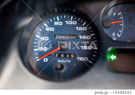 Car dashboard odometer showing 200,000 miles Car dashboard odometer showing 200,000 miles 74309191
