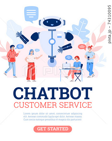 Chatbot customer service a vector banner or poster with text Chatbot customer service a vector banner or poster with text 74310095