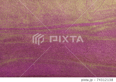 Abstract art background purple and golden colors. Watercolor painting on canvas. 74312138