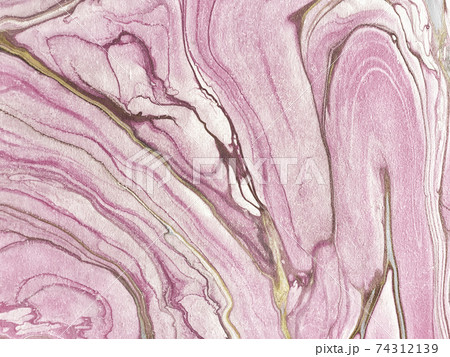 Abstract fluid art background white and pink colors. Watercolor painting. 74312139