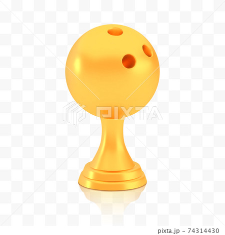 Winner bowling cup award, golden trophy logo isolated on white transparent background 74314430