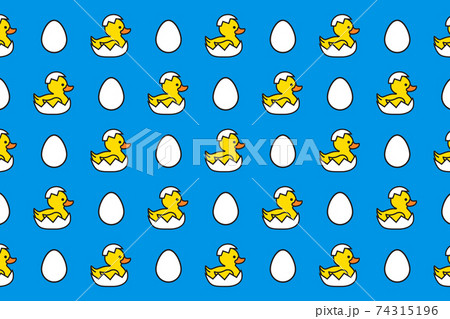 Yellow duck with eggs. Happy Easter day pattern Yellow duck with eggs. Happy Easter day pattern 74315196